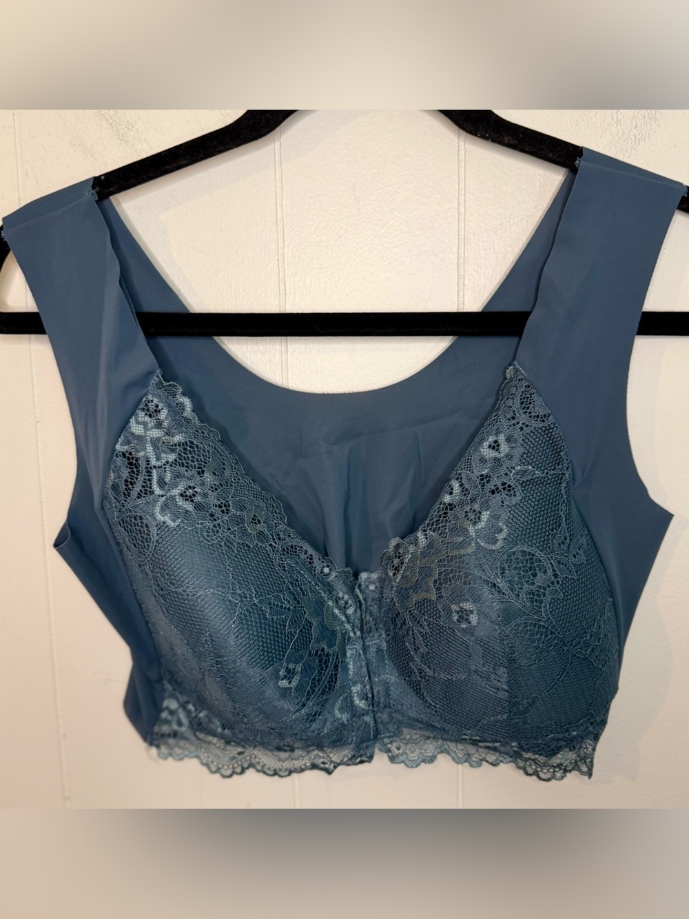 Lace-Trim Bralette in Dusty Teal XXL